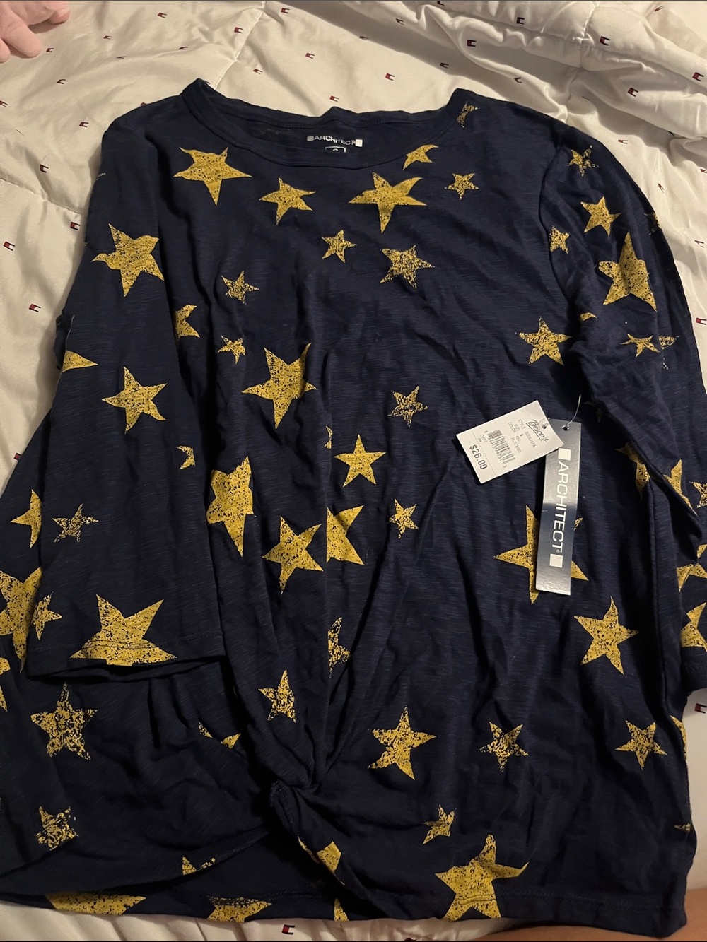Architect Navy Top with Gold Star Pattern